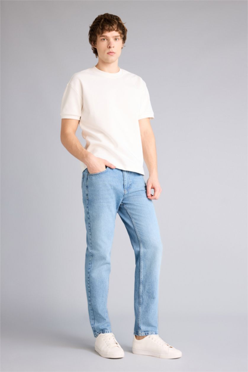 Erkek Açık Mavi Tapered Fıt Pantolon