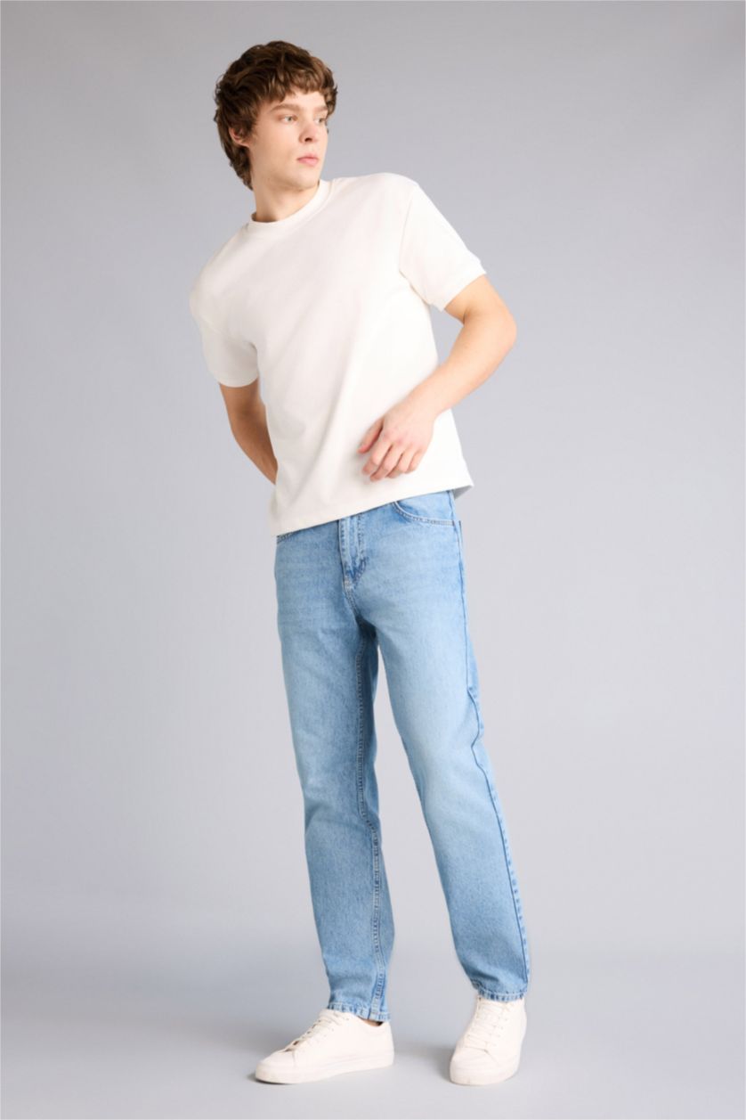 Erkek Açık Mavi Tapered Fıt Pantolon