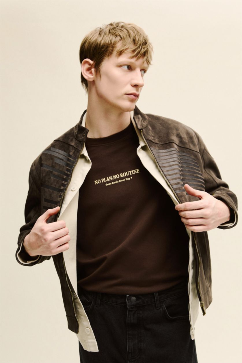 MAN Anthracite Boxy Fit Faux Leather Jacket