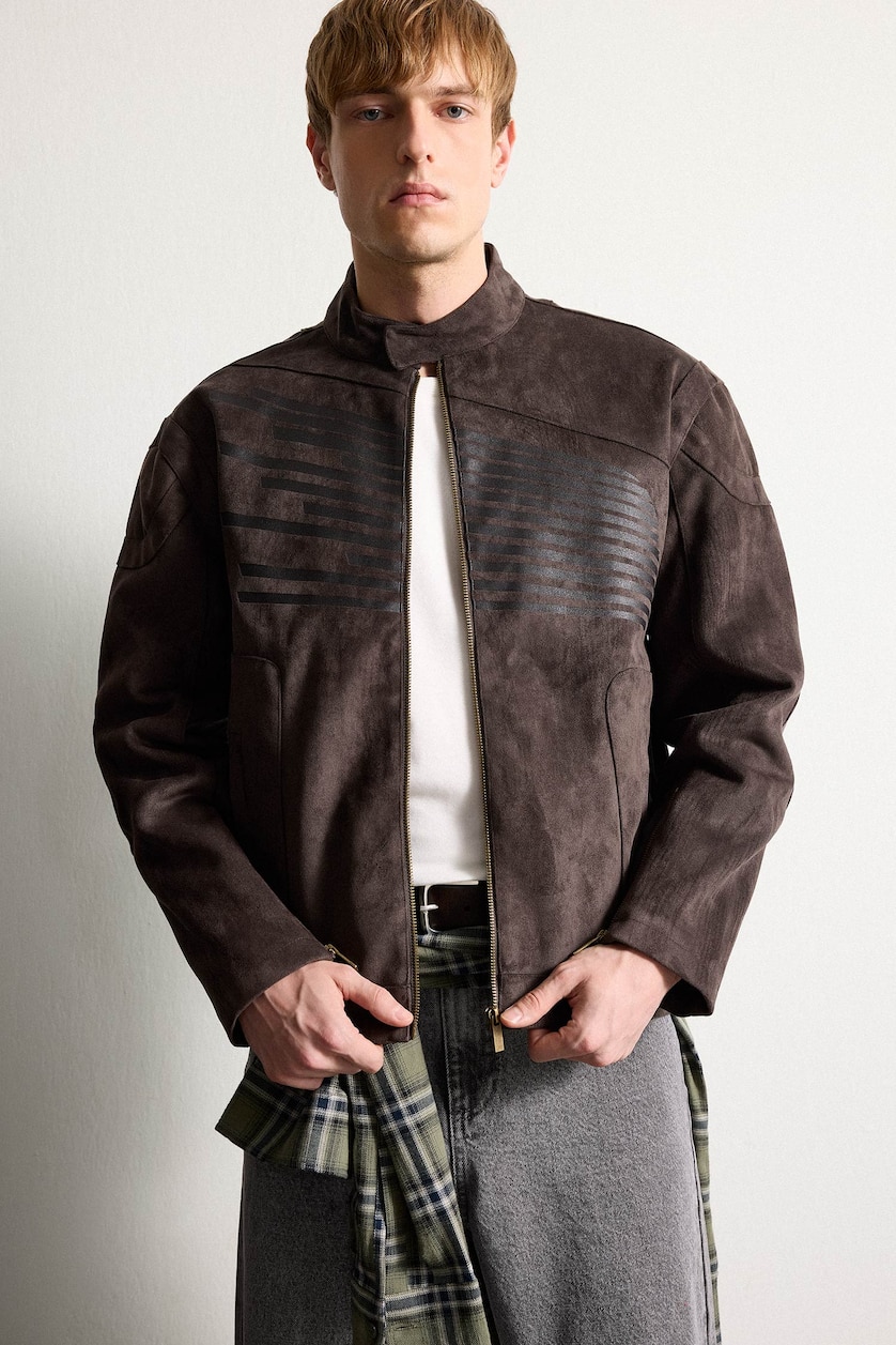 HOMME Anthracite Veste Coupe boxy à fermeture éclair