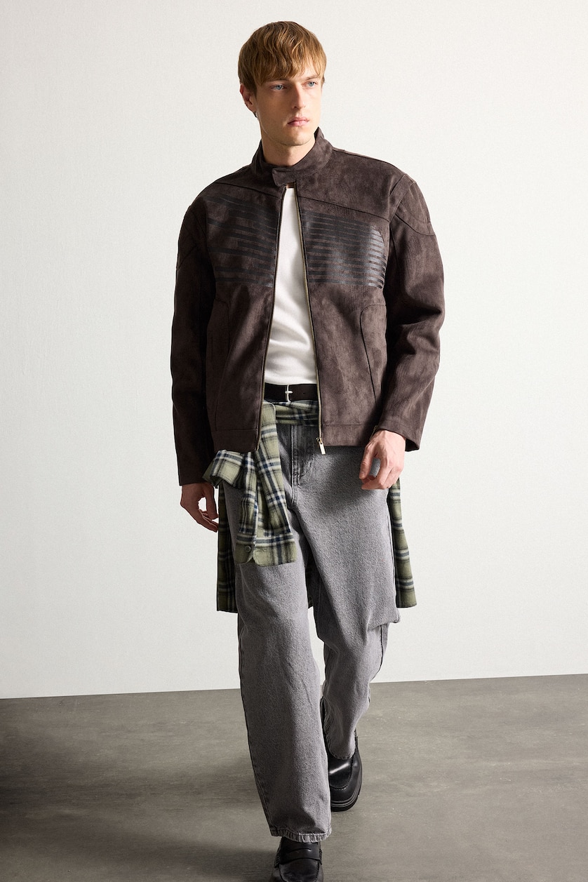 HOMME Anthracite Veste Coupe boxy à fermeture éclair