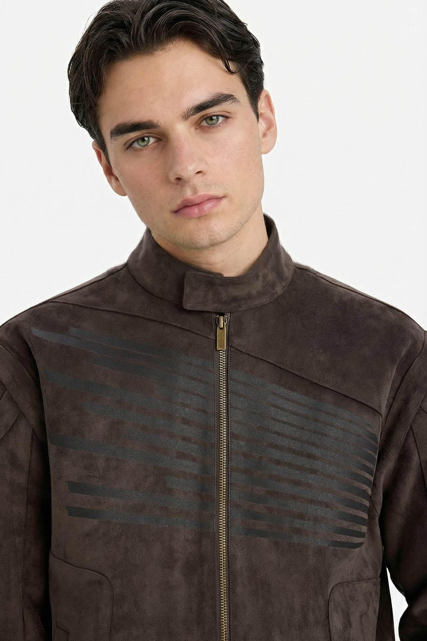 MAN Anthracite Boxy Fit Faux Leather Jacket
