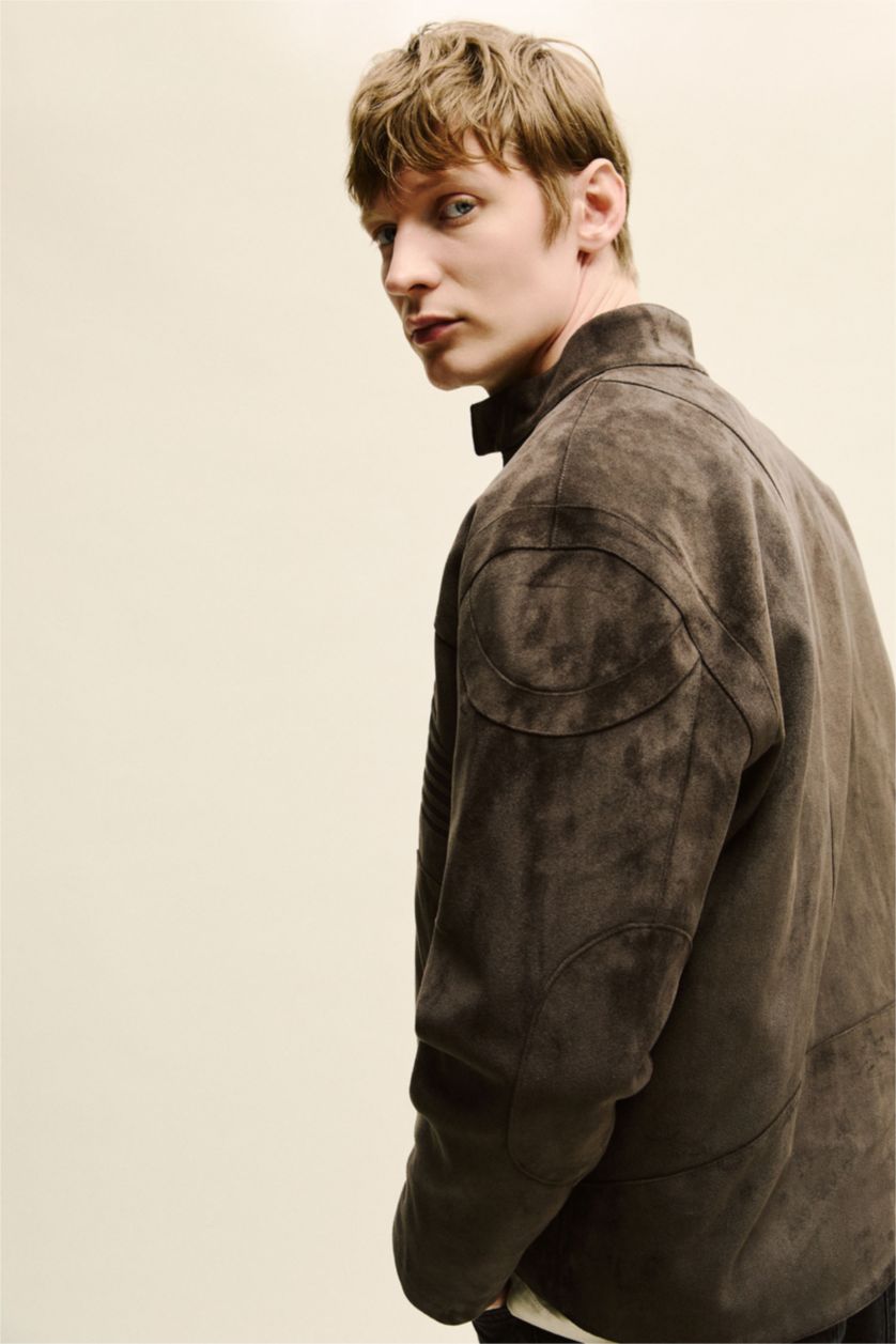 MAN Anthracite Boxy Fit Faux Leather Jacket