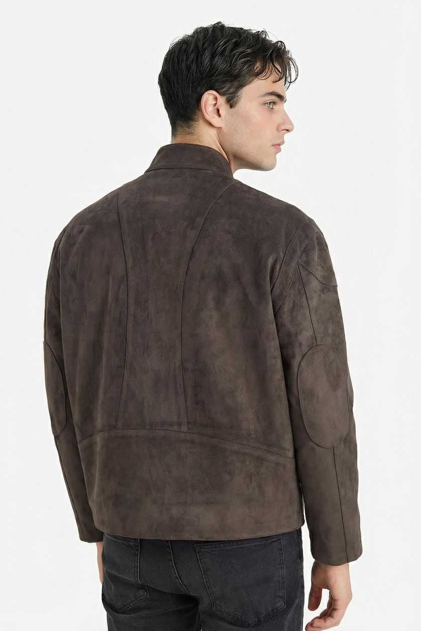 MAN Anthracite Boxy Fit Faux Leather Jacket