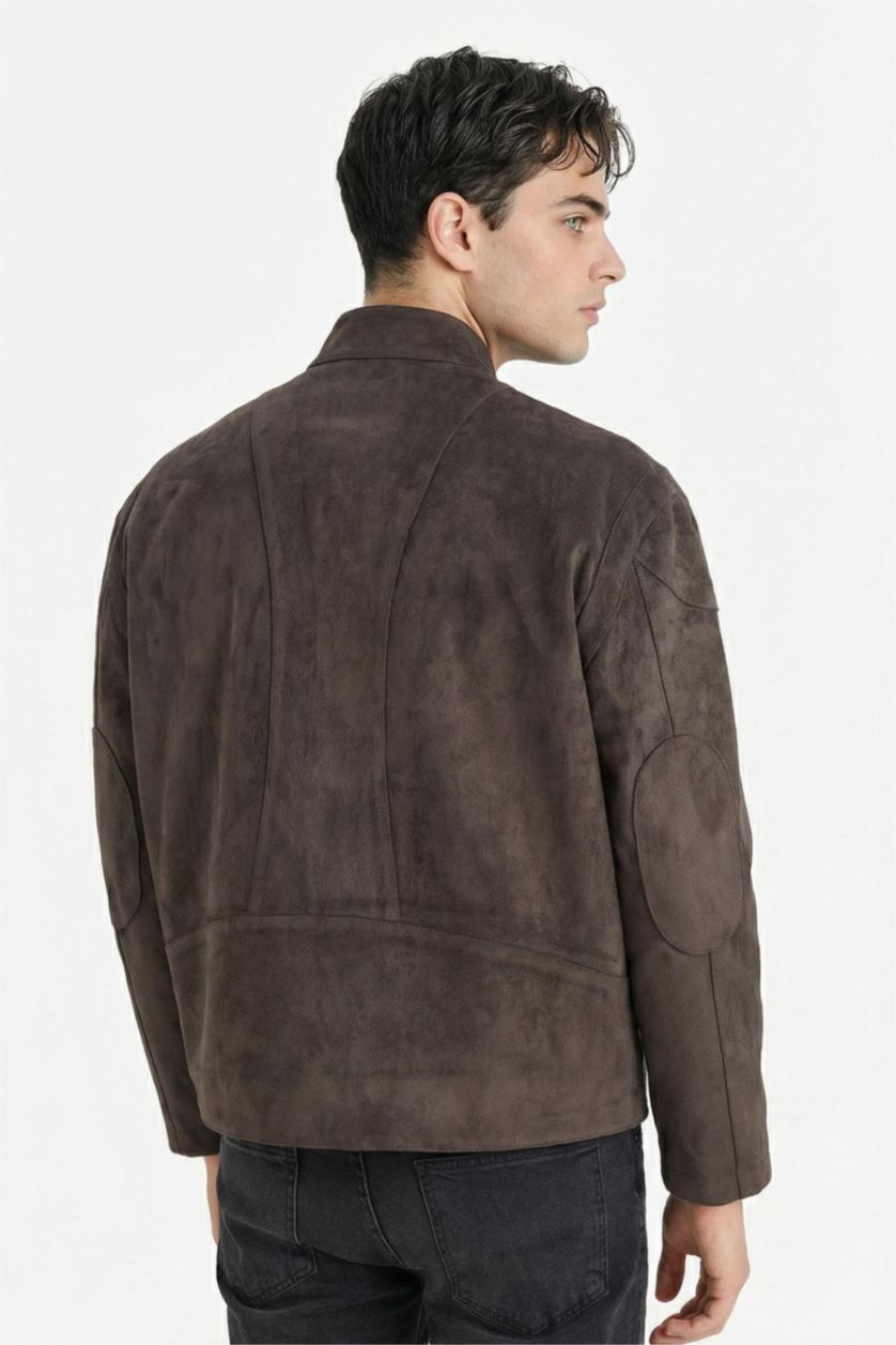 MAN Anthracite Boxy Fit Faux Leather Jacket