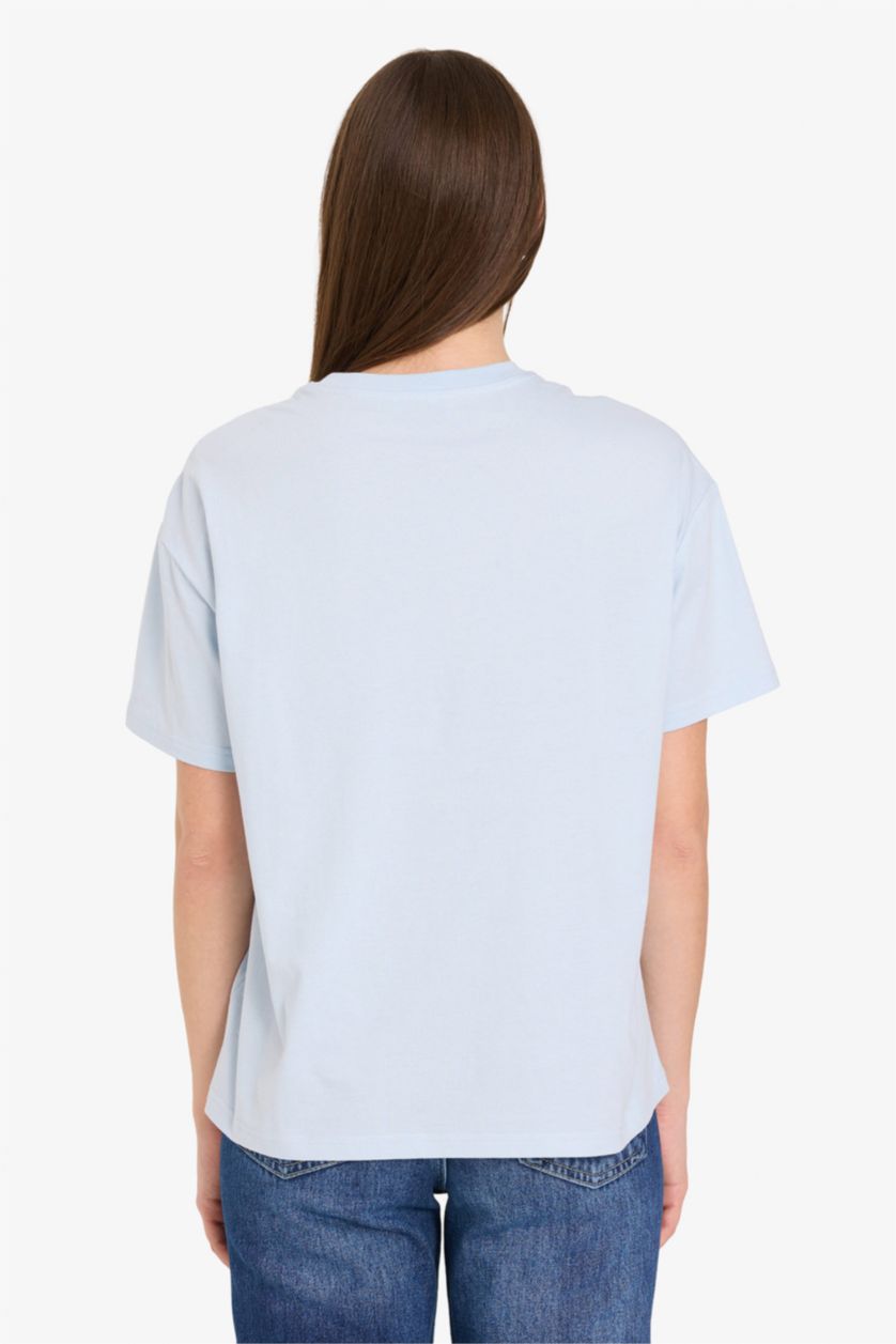 Kadın Açık Mavi Oversıze Baskılı Tişört