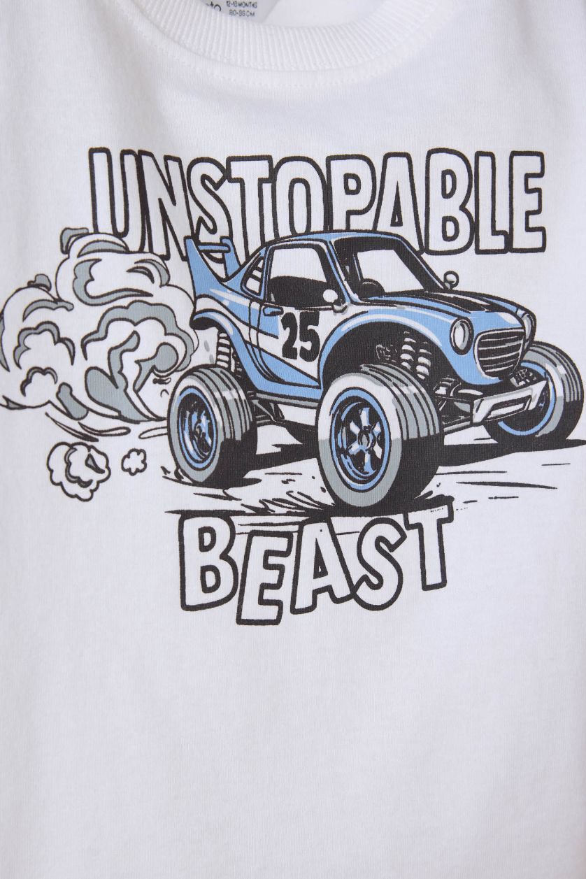 Erkek Bebek Koyu Yeşil Baskılı 2'li Uzun Kollu Tişört Erkek Bebek