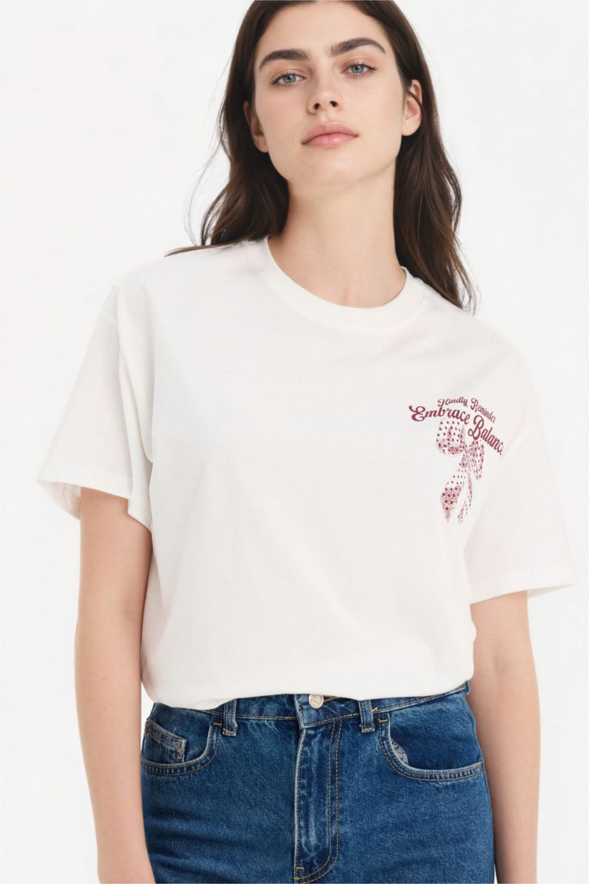 Woman White Woman Short Sleeve T-Shirt