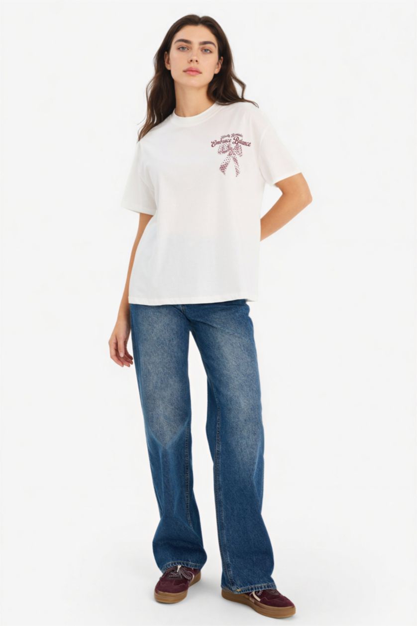 Woman White Woman Short Sleeve T-Shirt