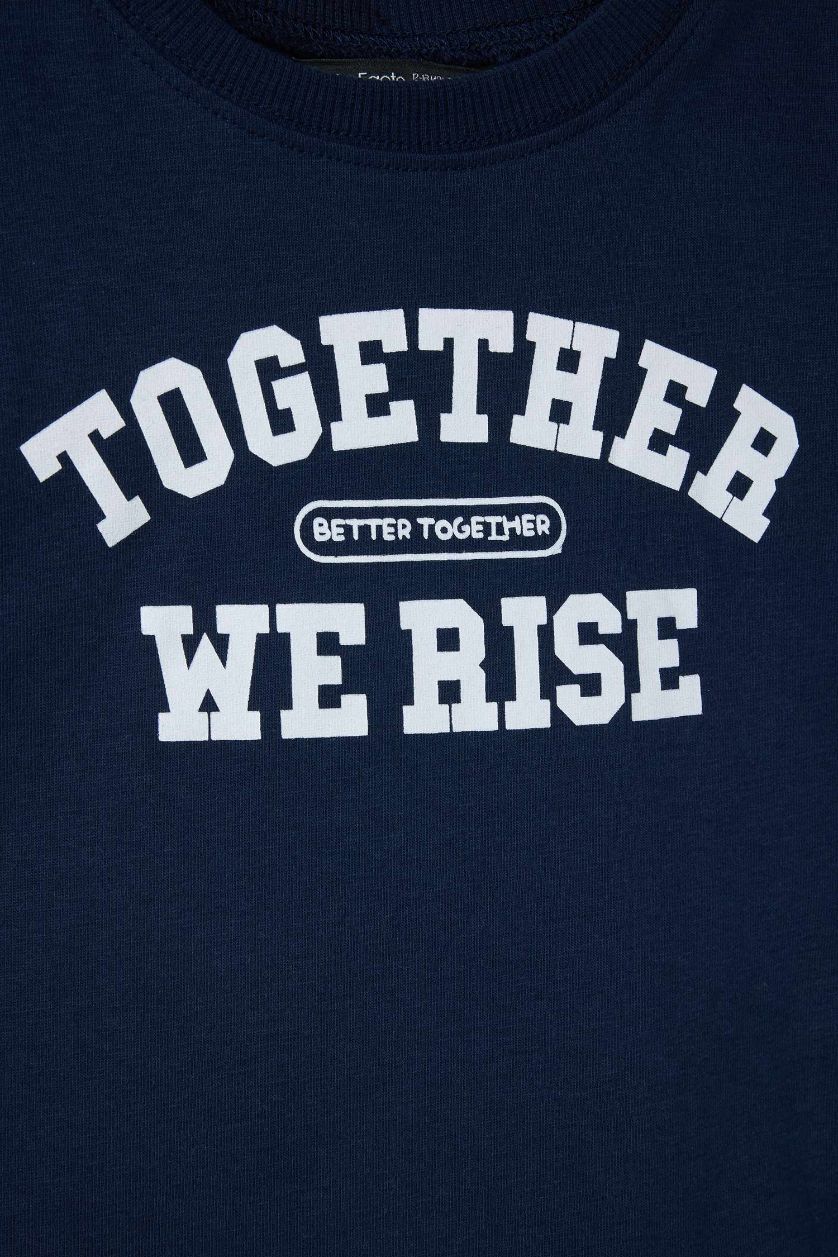 Erkek Bebek Açık Gri Oversize Baskılı 2'li Uzun Kollu Tişört Erkek Bebek