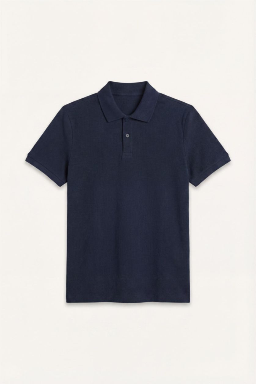 Erkek Lacivert %100 Pamuk Regular Fit Kısa kollu Polo Tişört