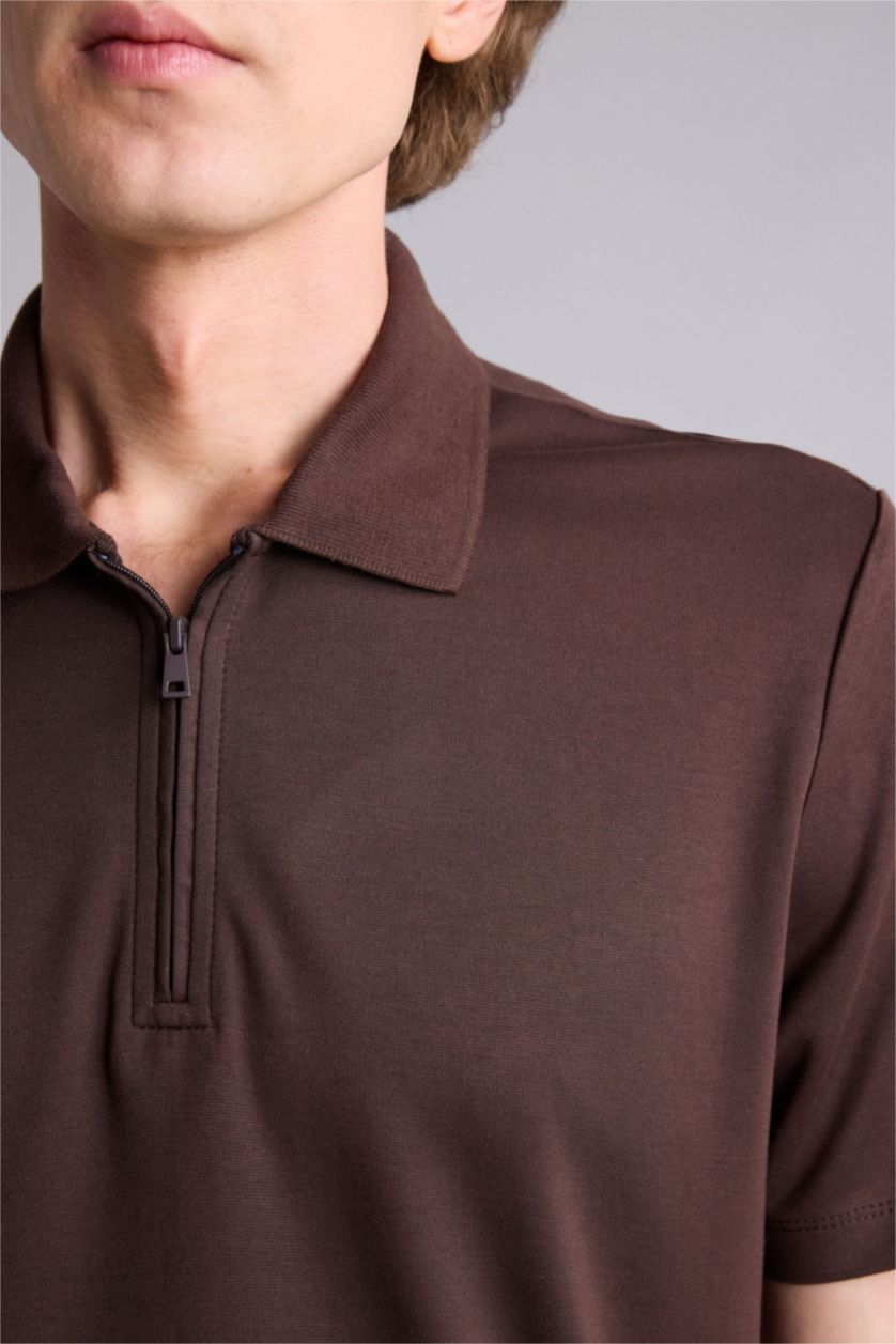 Erkek Kahve Regular Fıt Polo Tişört