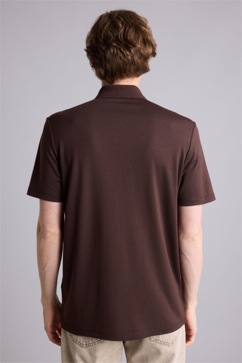 Erkek Kahve Regular Fıt Polo Tişört