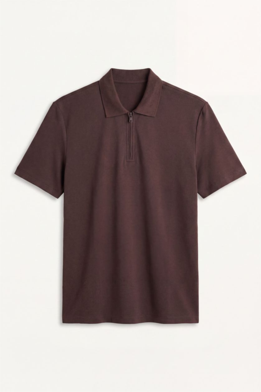 Man Brown Regular Fit Polo Collar Short Sleeve Polo T-Shirt