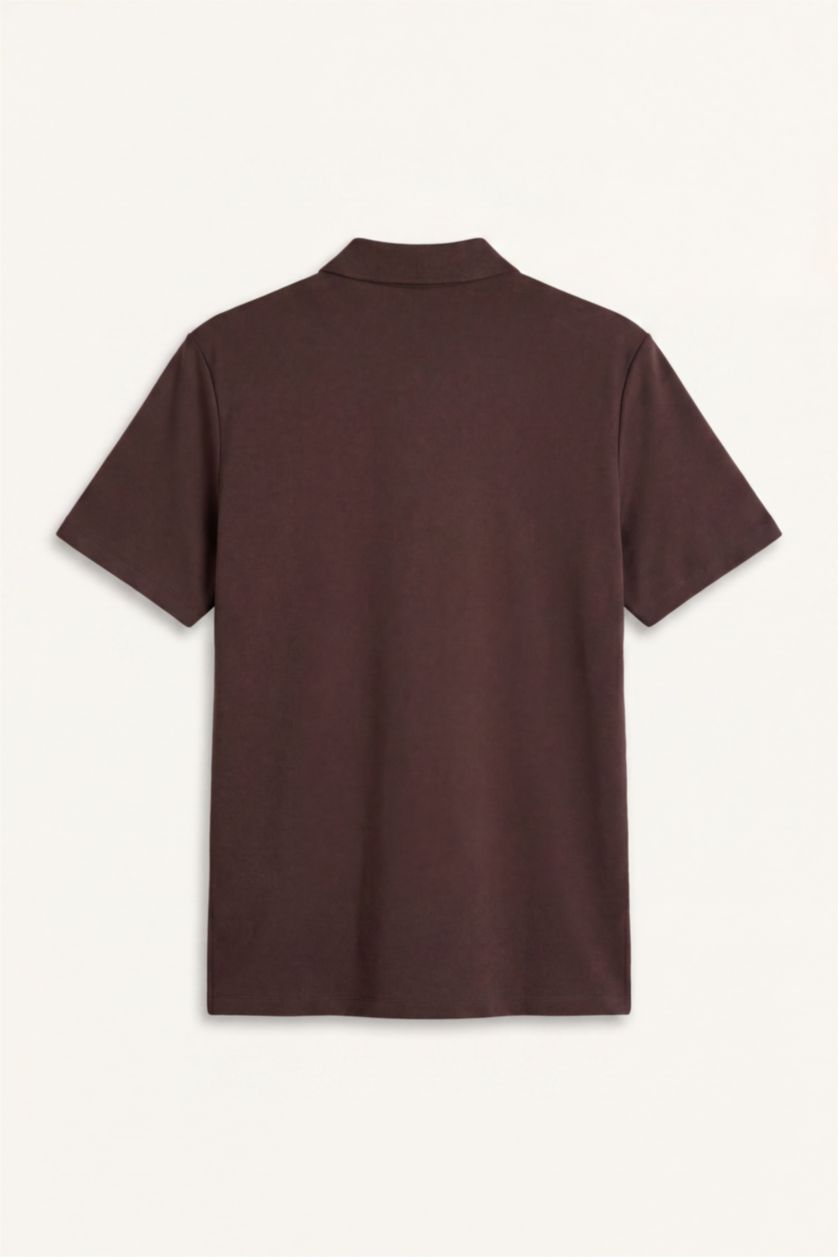 Man Brown Regular Fit Polo Collar Short Sleeve Polo T-Shirt