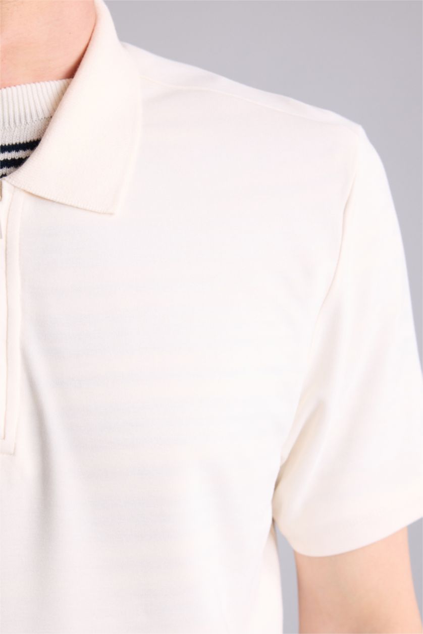Erkek Ekru Regular Fıt Polo Tişört