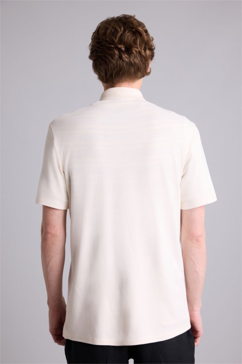 Erkek Ekru Regular Fıt Polo Tişört