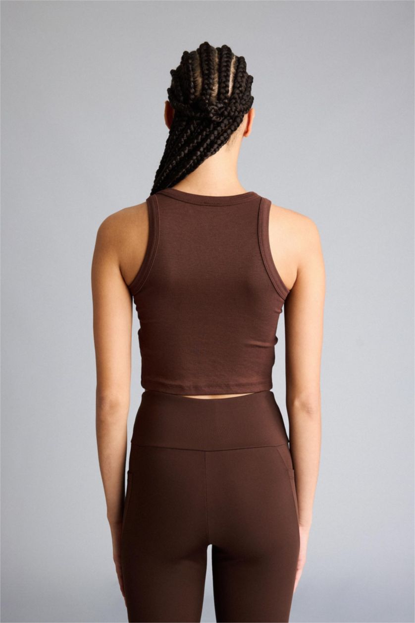 Kadın Kahve Bisiklet Yaka Atlet