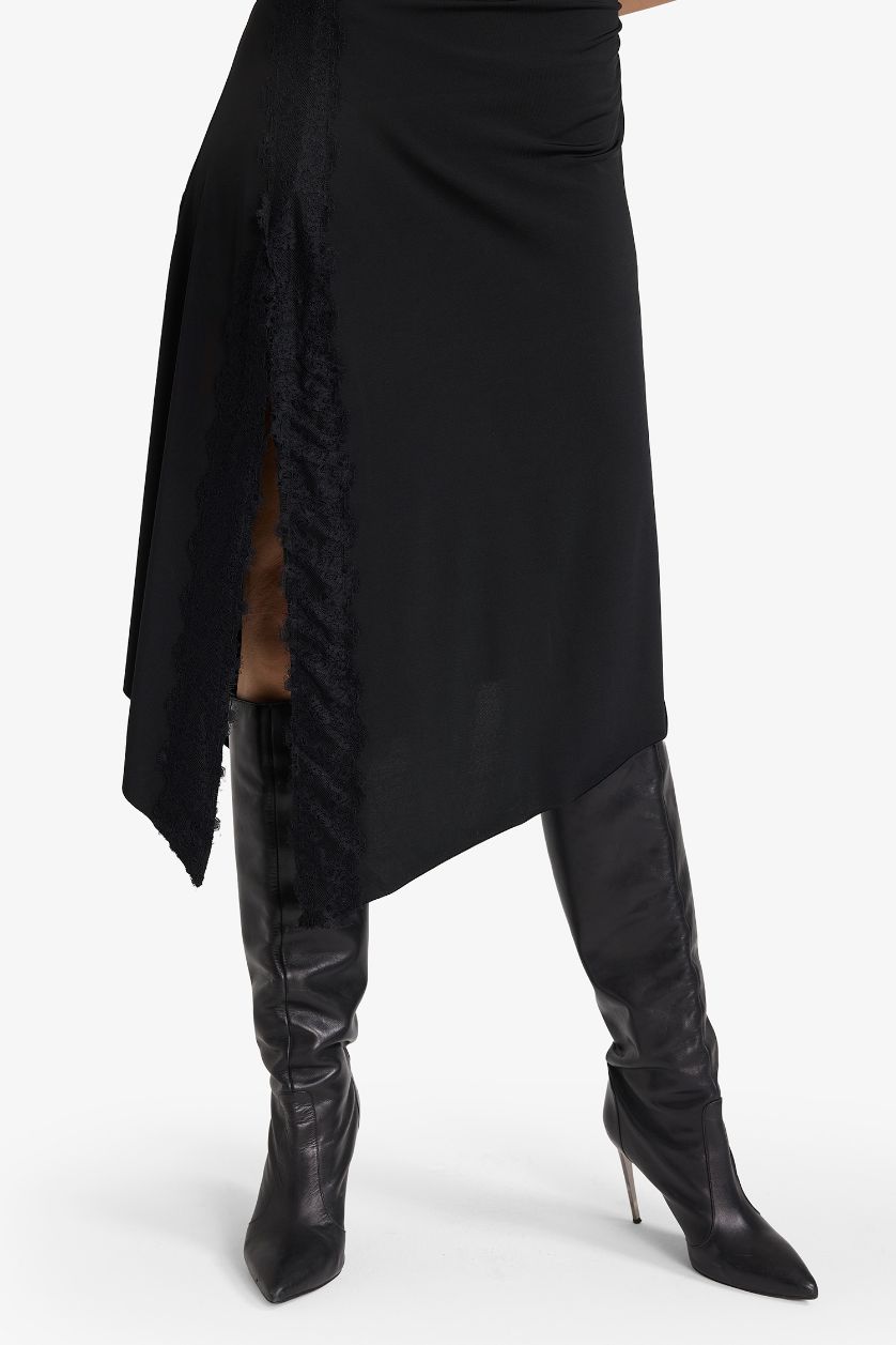 WOMAN Black A-Line V-Neck Slit Strappy Midi Dress