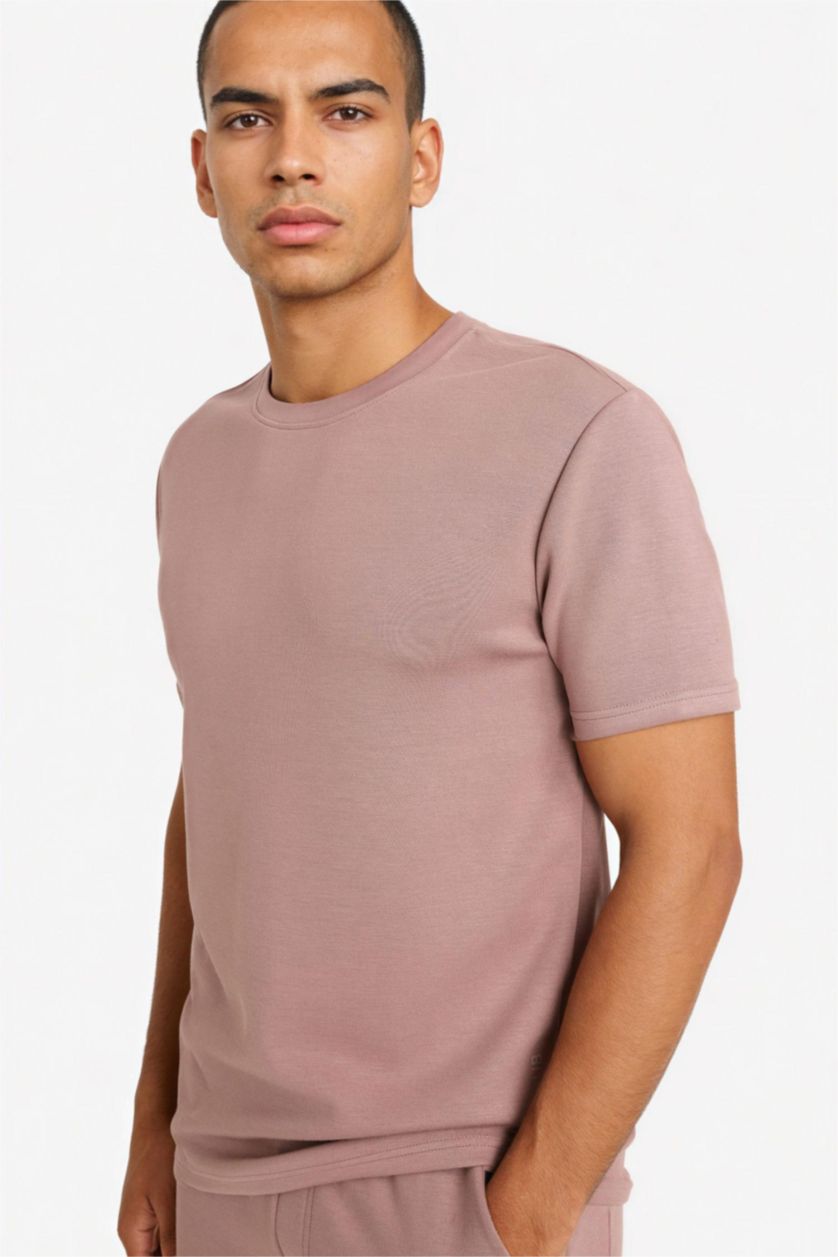 Men Light Brown Standard Fit Short Sleeve T-Shirt