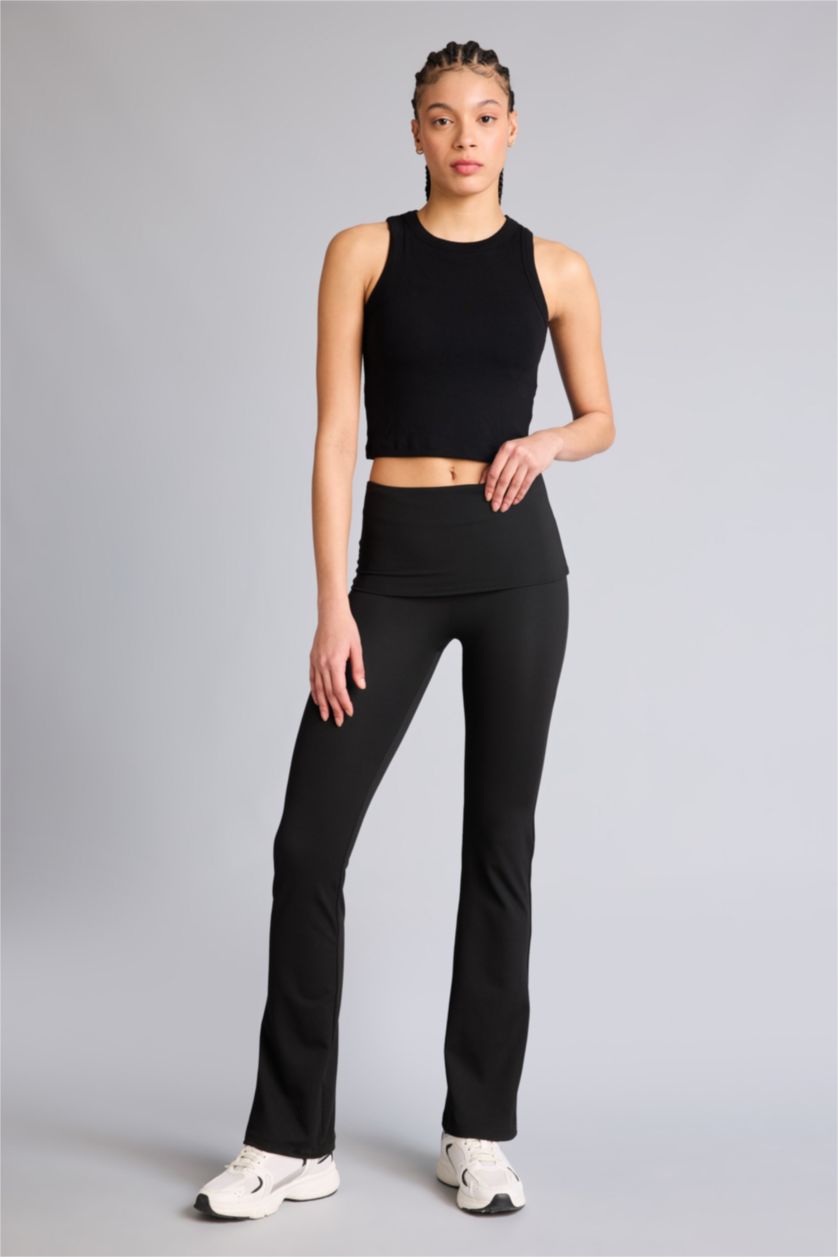 Kadın Siyah Beli Katlamalı Eşofman Altı