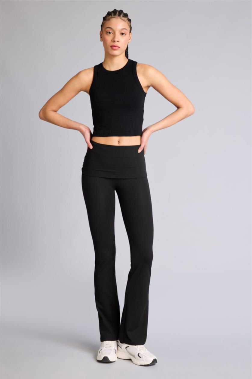 Kadın Siyah Beli Katlamalı Eşofman Altı