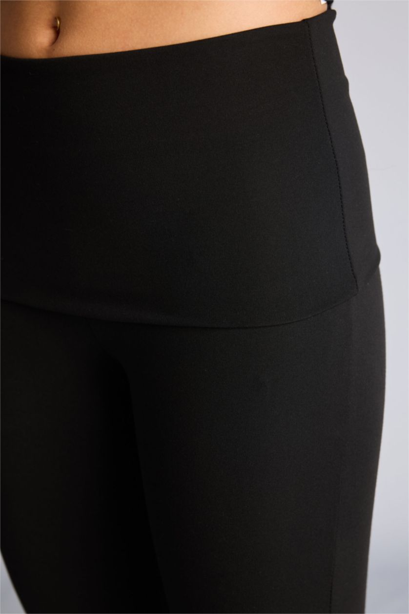 Kadın Siyah Beli Katlamalı Eşofman Altı