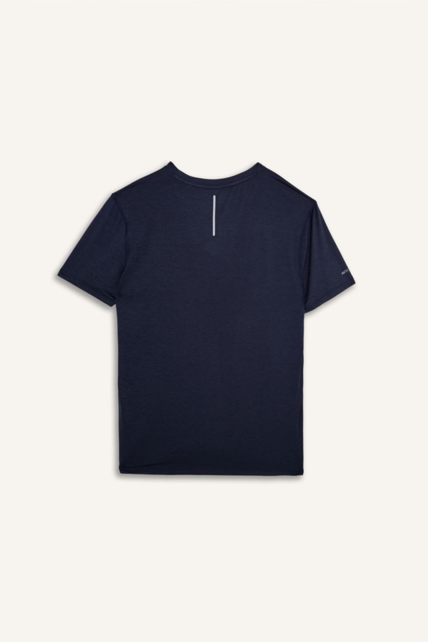 Erkek Lacivert Slim Fit Basic Kısa Kollu Tişört