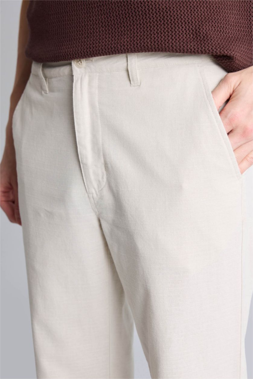 Erkek Bej Regular Fıt Pantolon