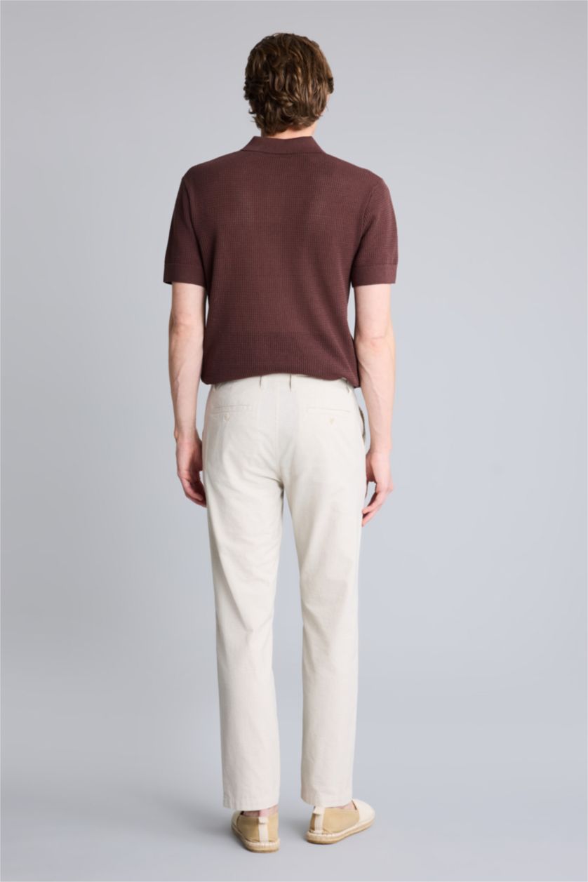 Erkek Bej Regular Fıt Pantolon