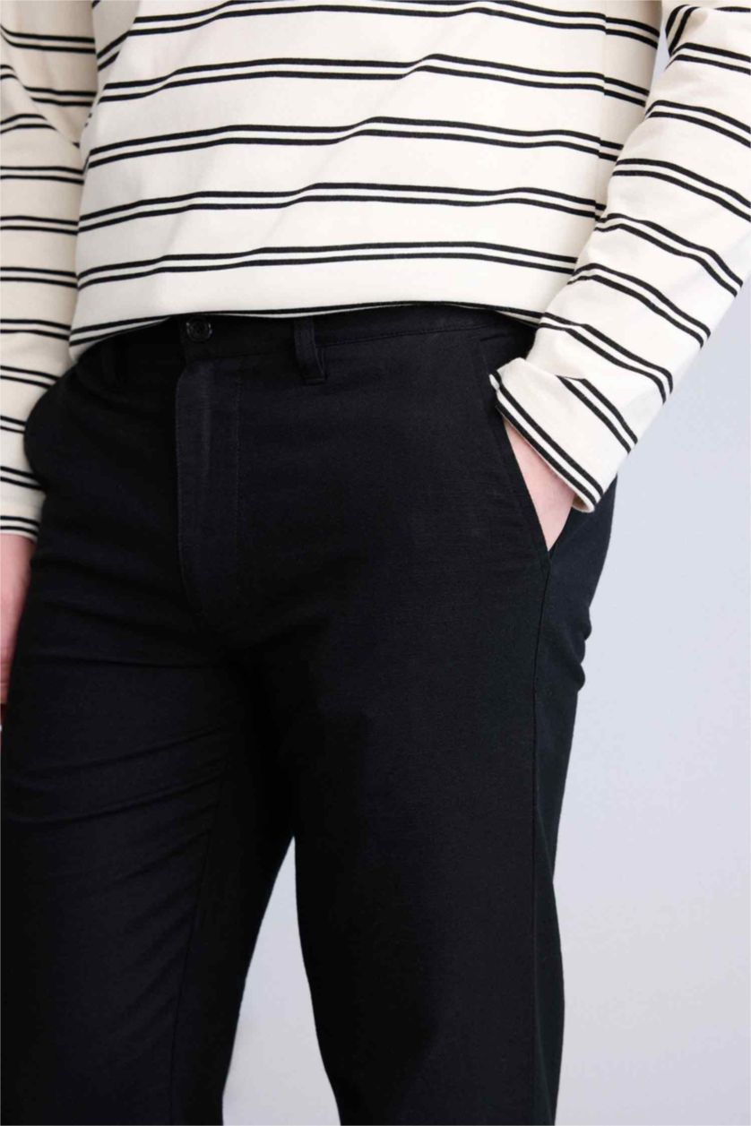 Erkek Siyah Regular Fıt Pantolon