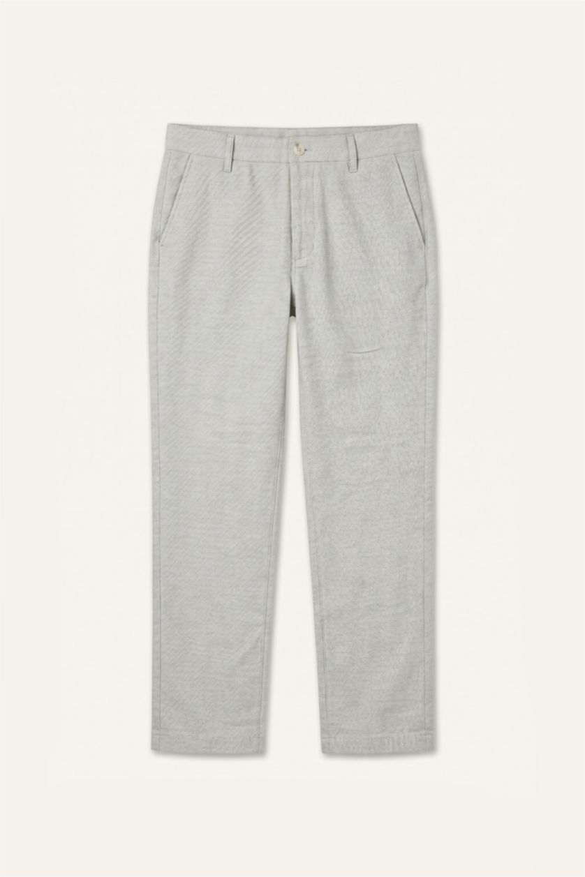 Erkek Bej Keten Karışımlı Pantolon