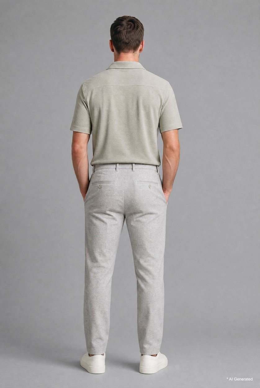 Man Beige Regular Fit Beige Blended Linen Trousers