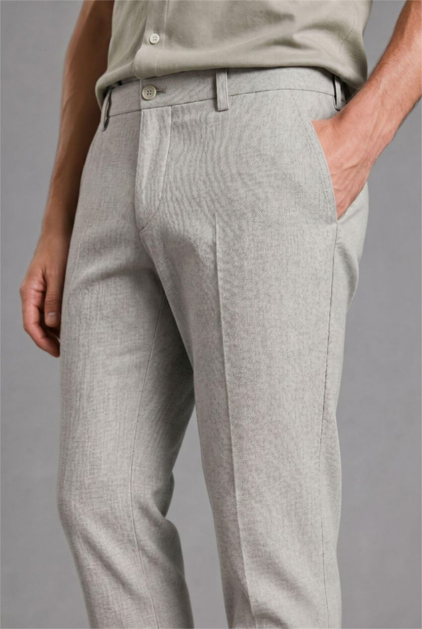 MAN Beige Linen Blend Trousers