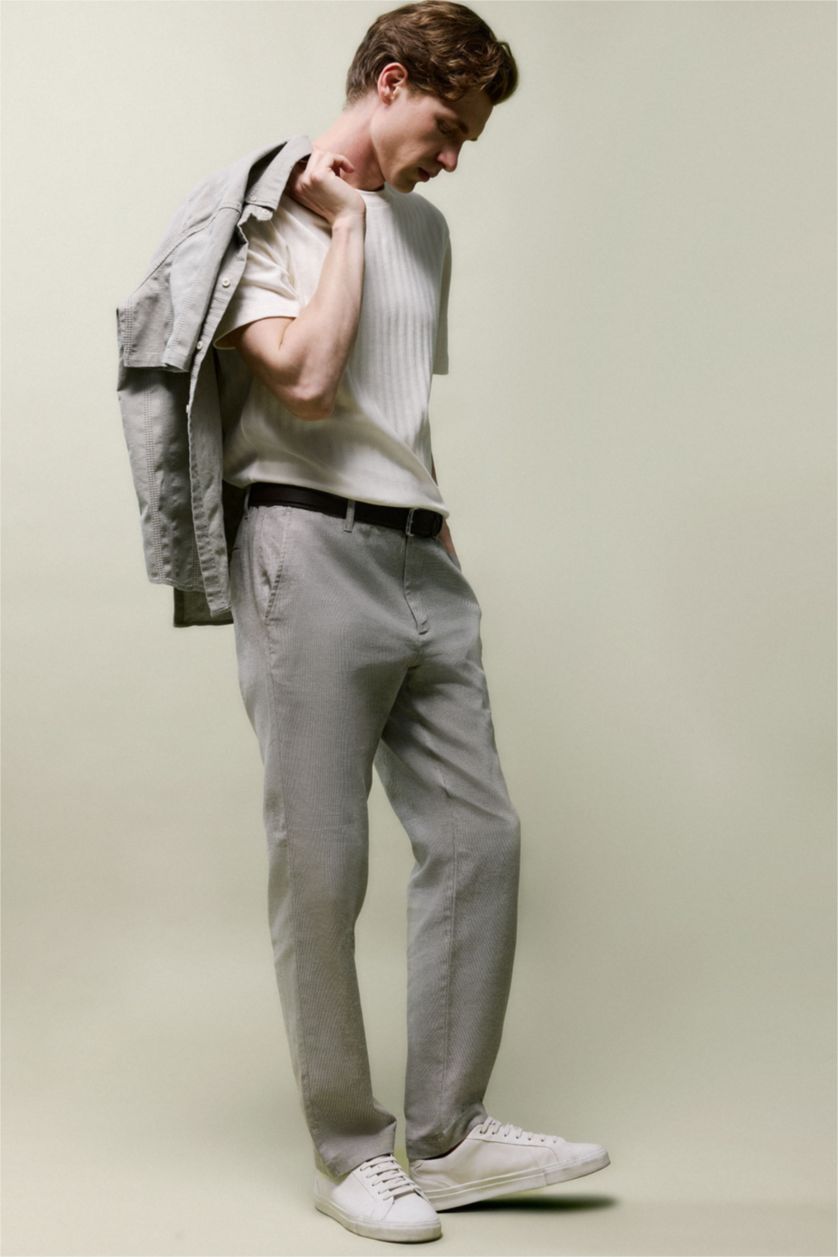 Erkek Haki Regular Fıt Pantolon