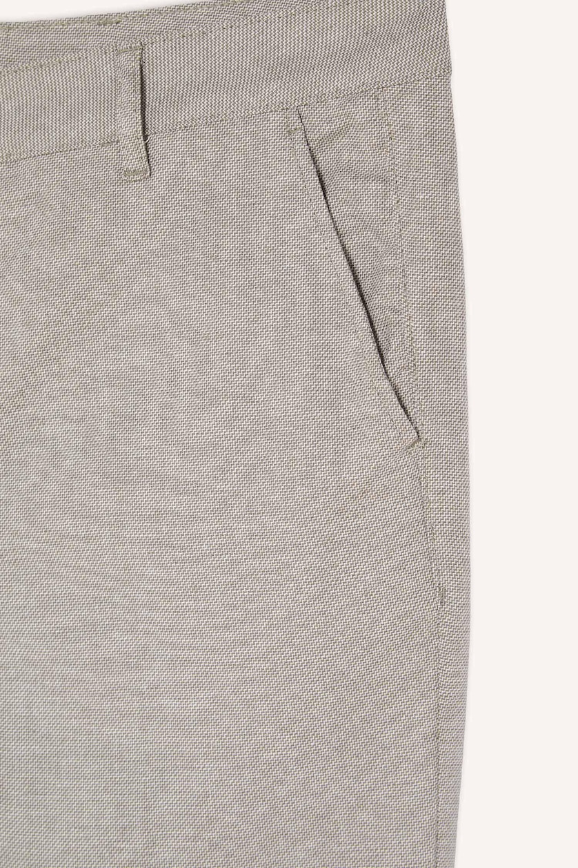 Erkek Haki Keten Karışımlı Pantolon