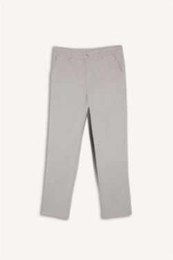 Erkek Haki Keten Karışımlı Pantolon