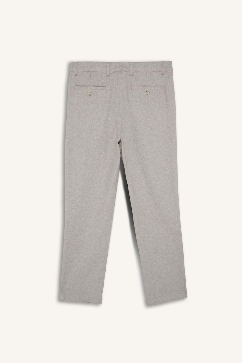 Erkek Haki Keten Karışımlı Pantolon