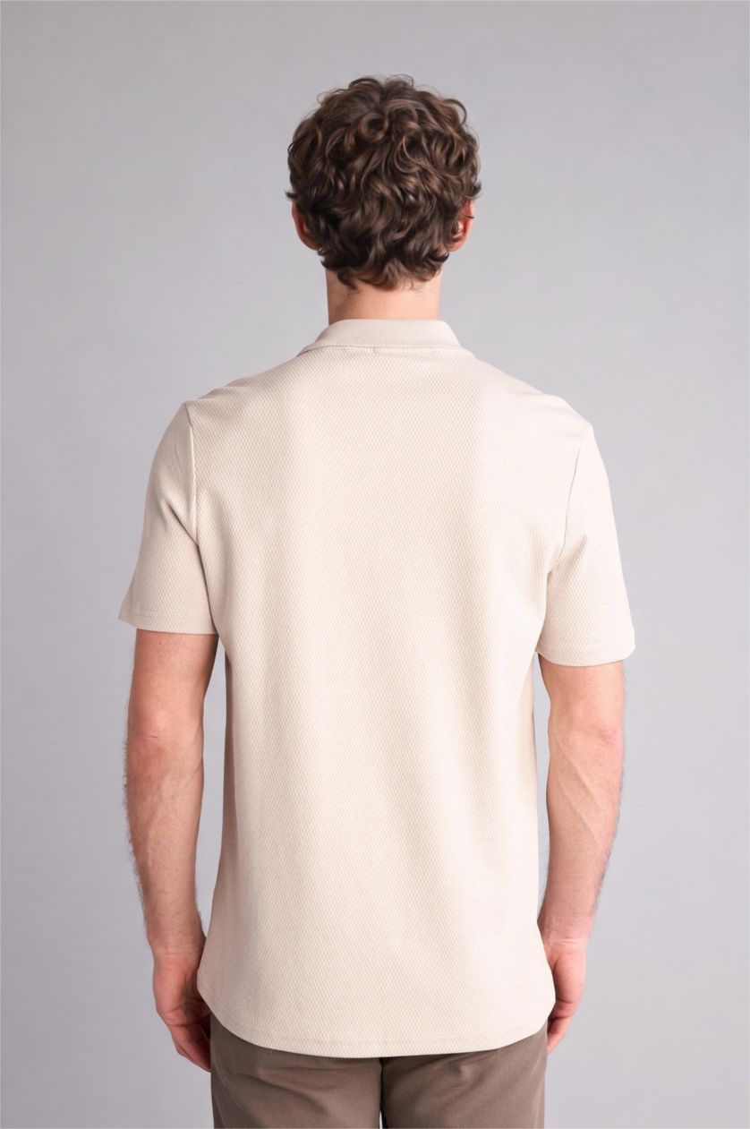 رجالي اللون الحجري تيشيرت بولو نص كم قصة عادية