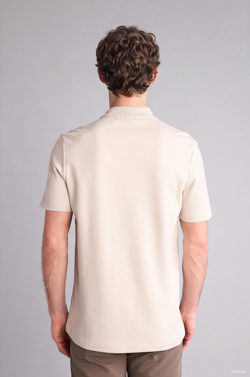 رجال اللون الحجري Regular Fit Short Sleeve Polo T-Shirt
