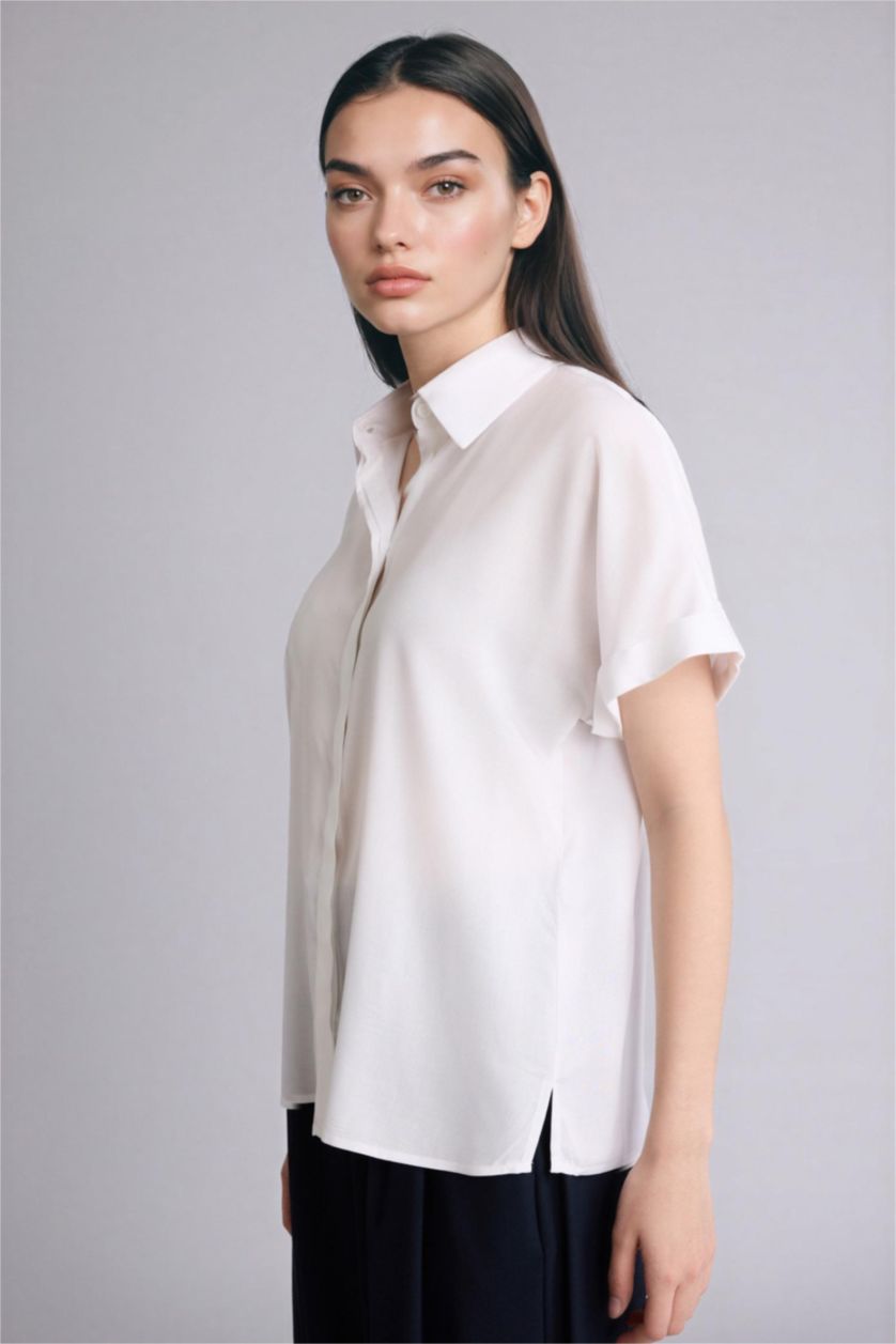 FEMME Blanc Chemise à manches longues Coupe régulière