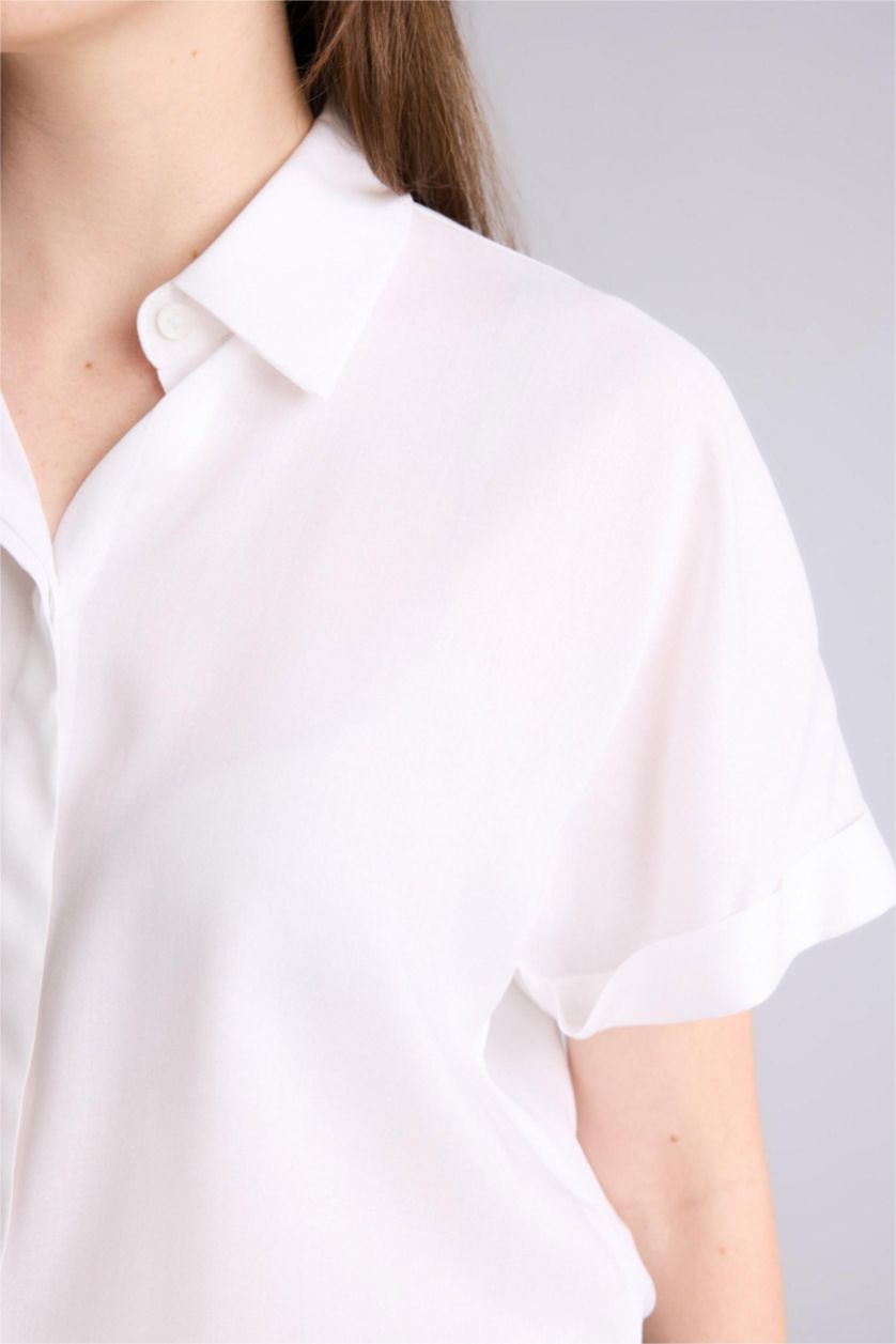 FEMME Blanc Chemise à manches longues Coupe régulière