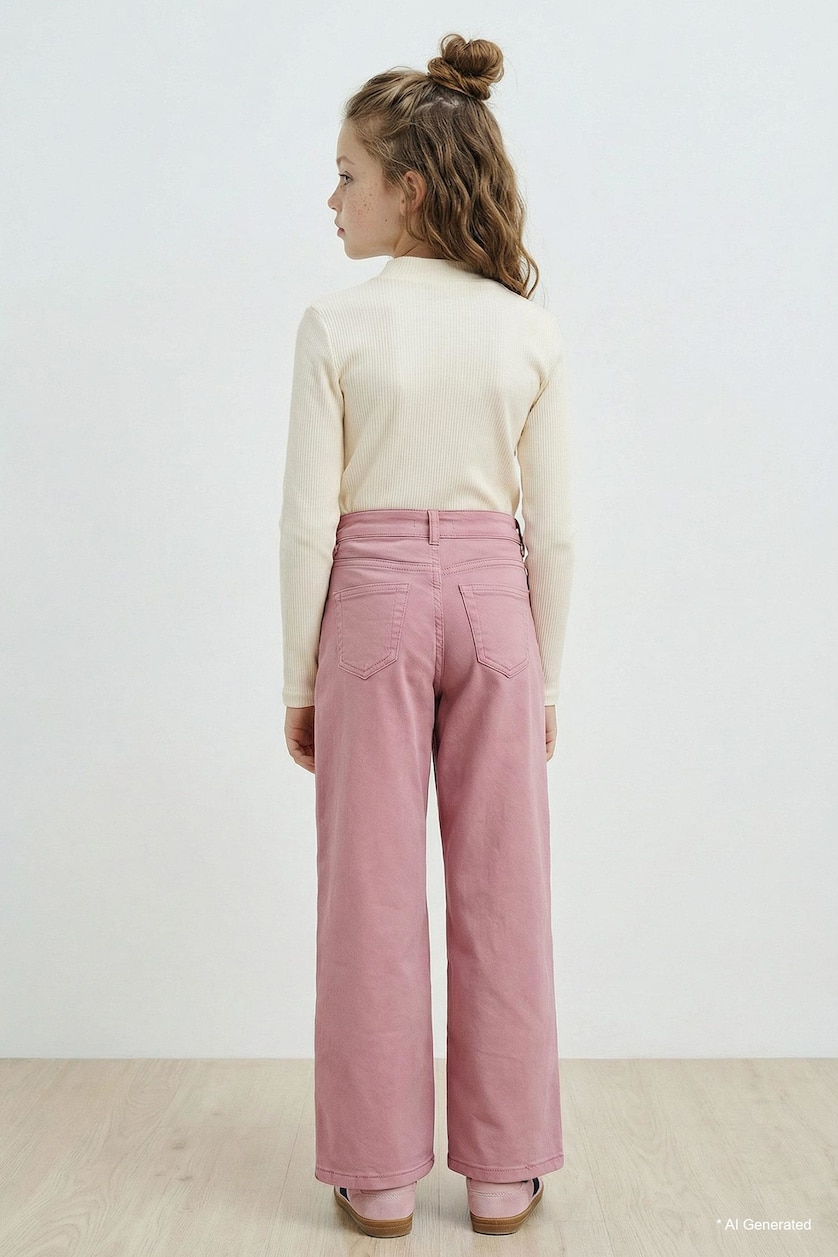 Young Girls - Teen Girls Rose Girl 90s Wide Leg Gabardine Trousers