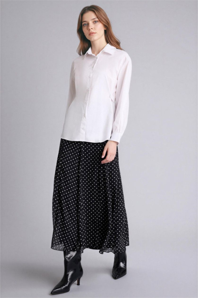 حريمي أسود جيبة طويلة شيفون مطبوع