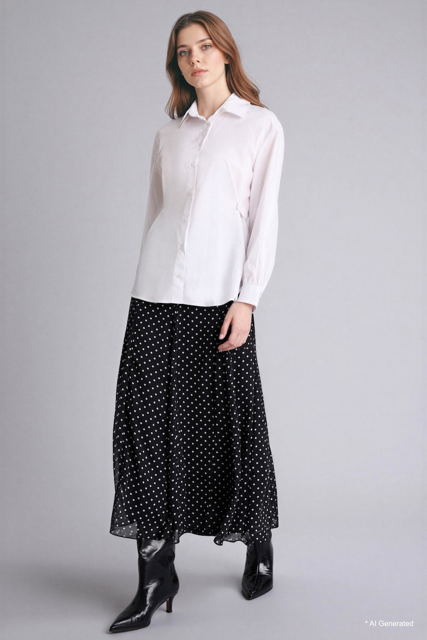 Women Black Printed Chiffon Maxi Skirt