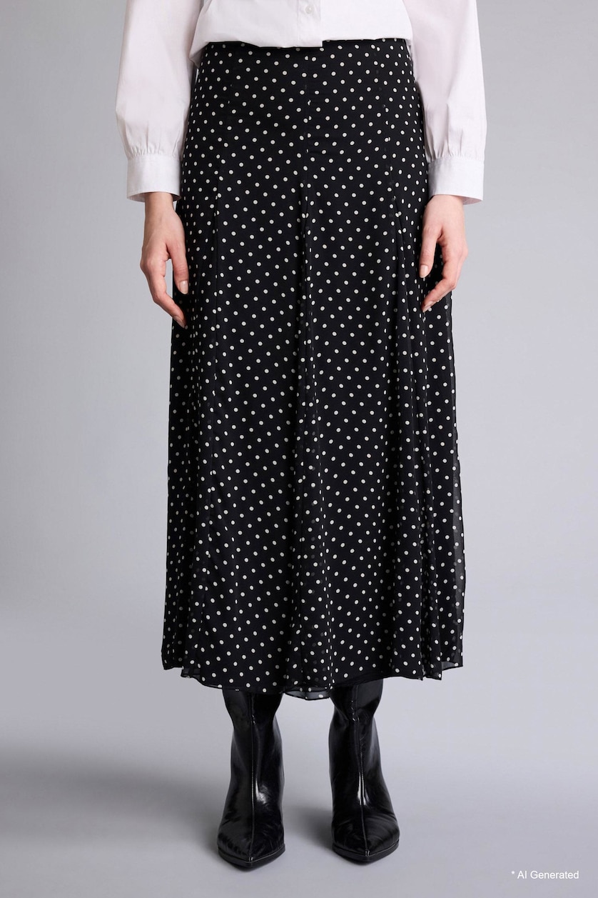 Women Black Printed Chiffon Maxi Skirt