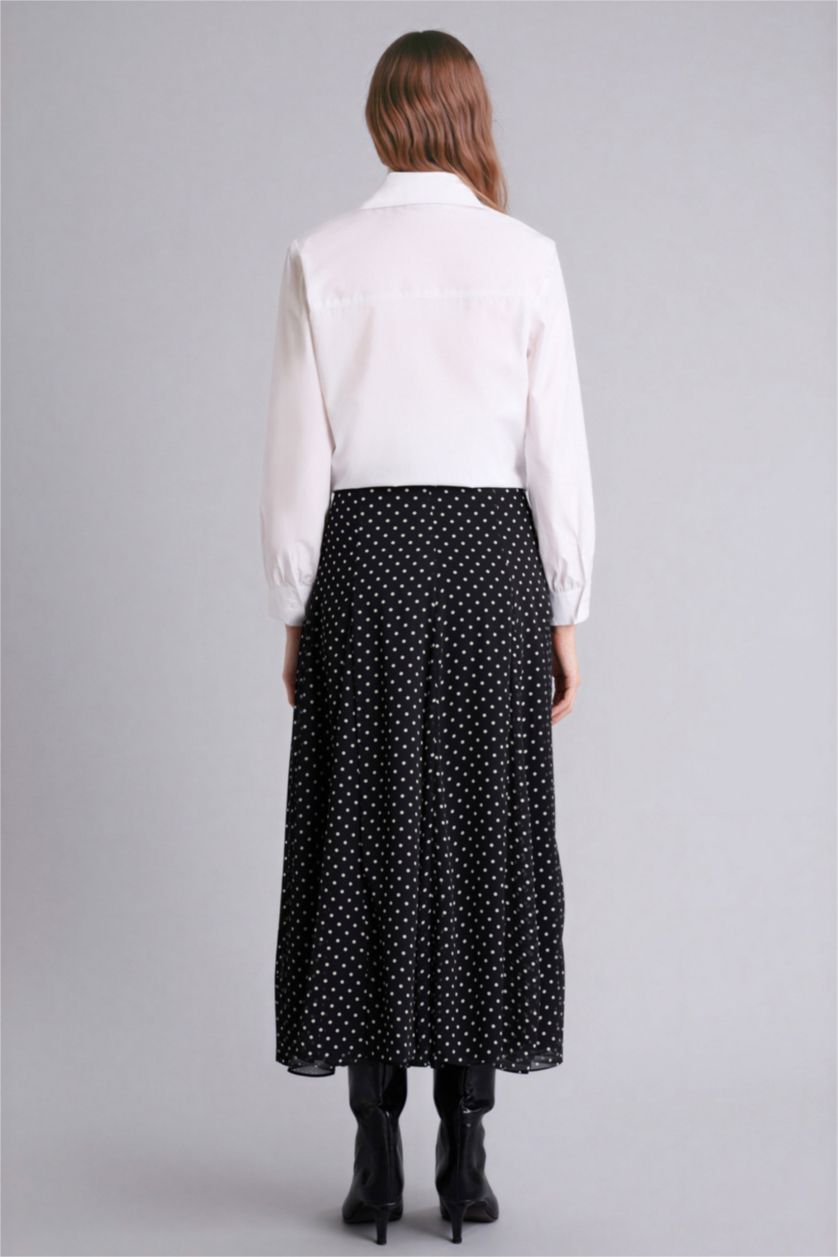 نساء أسود تنورة طويلة شيفون مطبوع