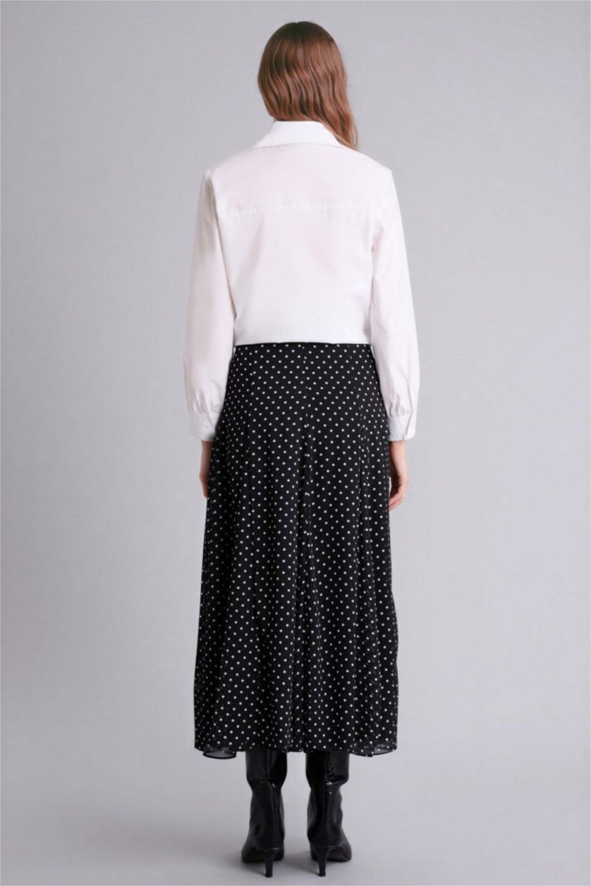 حريمي أسود جيبة طويلة شيفون مطبوع