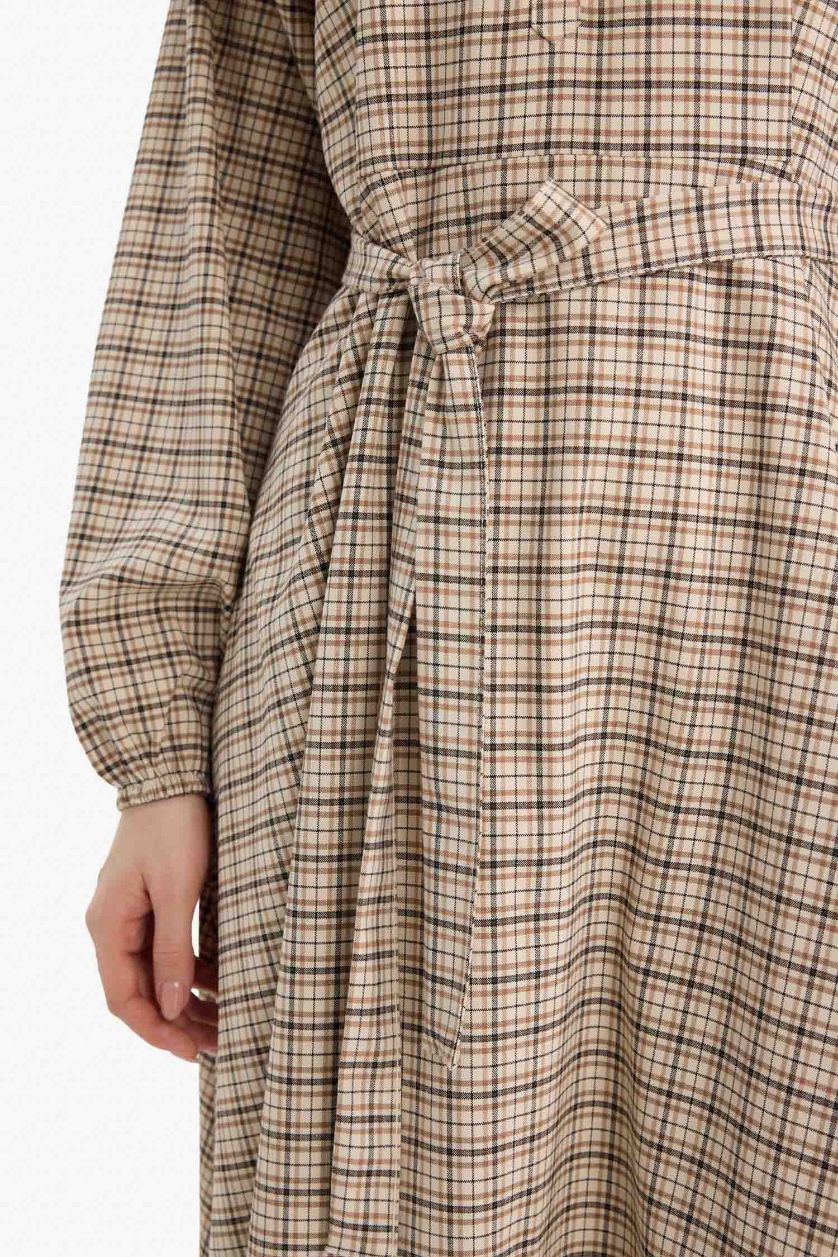 FEMME Beige Robe midi imprimée Coupe régulière