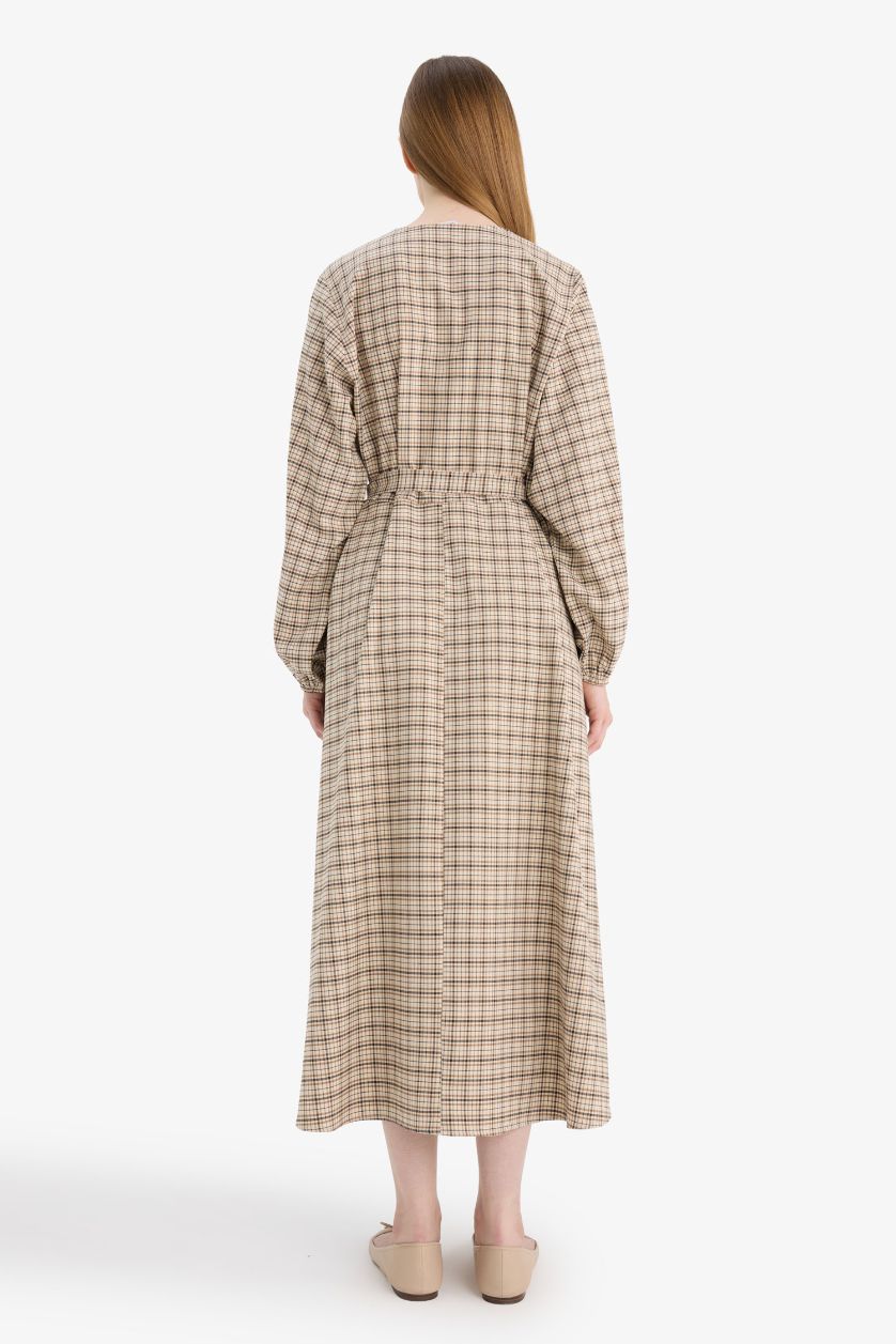 FEMME Beige Robe midi imprimée Coupe régulière